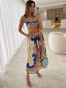 StyleCast x Revolte Women Floral Printed Chiffon Maxi Dress