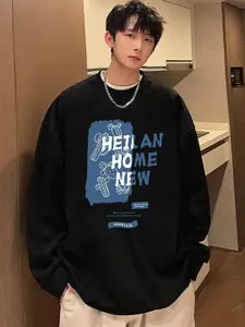 StyleCast x Revolte Men Typography Printed Round Neck Pullover Sweatshirt