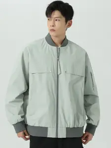 StyleCast x Revolte Men Stand Collar Solid Casual Windcheater Jacket