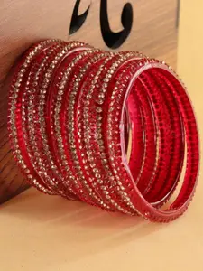 LAVAZZA Set Of 6 Fancy Glass Crystals Studded Bangles