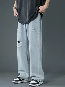 StyleCast Men Solid Relaxed Fit Slash Knee Jeans