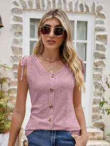 StyleCast x Revolte Pink Printed Semi Sheer Top