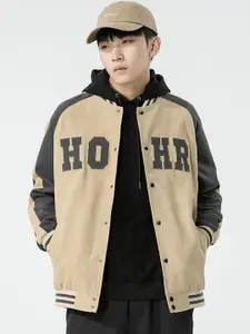 StyleCast x Revolte Men Hooded Typography Printed Casual Bomber Jacket