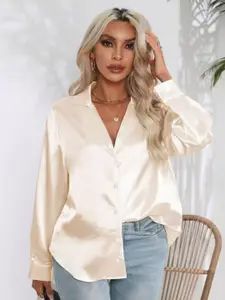 StyleCast Women  Solid Opaque Striped Casual Shirt