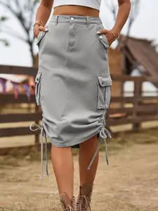 StyleCast Women Solid A-Line Midi Skirts