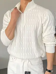 StyleCast x Revolte Men Solid Mock Collar Pullover