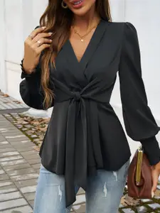 StyleCast Women Solid V-Neck Top