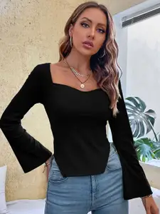 StyleCast Women Square Neck Bell Sleeve Top