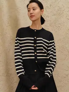 StyleCast Women Striped Woollen Cardigan Sweater