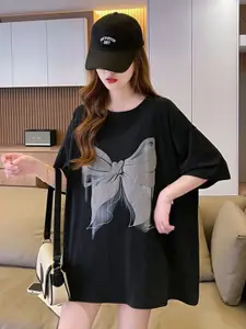 StyleCast x Revolte Oversized Bow Print Cotton T-shirt