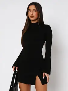 StyleCast x Revolte High Neck Flared Sleeves Sheath Mini Dress