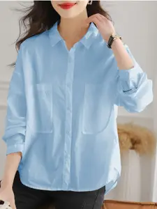StyleCast Women Spread Collar Solid Cotton Casual Shirt