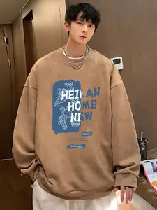 StyleCast x Revolte Men Typography Printed Round Neck Pullover Sweatshirt