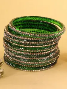 LAVAZZA Set Of 6 Fancy Glass Crystals Studded Bangles
