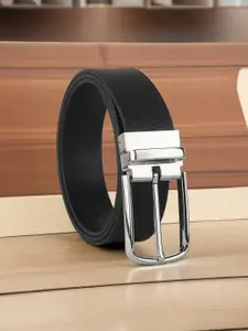 The Roadster Lifestyle Co Men Textured Leather Belt With Push Pin Closure
