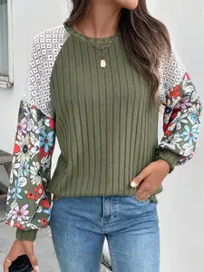 StyleCast x Revolte Women Colourblocked Sweatshirt With Lace Work