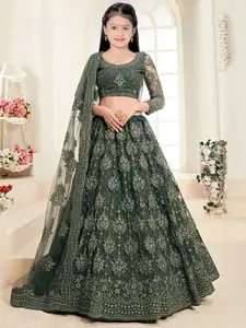 BAESD Girls Embroidered Semi-Stitched Lehenga & Unstitched Blouse With Dupatta