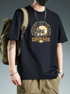 StyleCast Men Cotton Black Round Neck Short Sleeves T-shirt