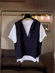 StyleCast Men Hooded Raw Edge T-shirt