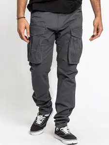 StyleCast x Revolte Men Solid Mid-Rise Easy Wash Cargos