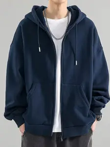 StyleCast x Revolte Men Solid Hood Front-Open Sweatshirt