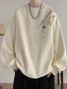 StyleCast x Revolte Men Embroidered Round Neck Sweatshirt