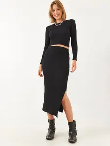 BIANCO LUCCI Round Neck Top With Skirt Co-Ords