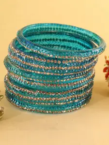 LAVAZZA Set Of 6 Fancy Glass Crystals Studded Bangles
