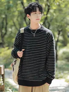 StyleCast x Revolte Men Striped Longline Long Sleeves Pullover Sweater