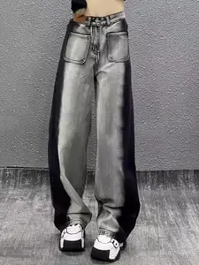 StyleCast Women Flared  High-Rise Heavy Fade Jeans