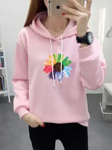 StyleCast x Revolte Women Floral Printed Hooded Sweatshirt