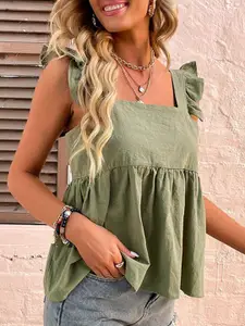 StyleCast Women Green Solid Peplum Top