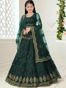 BAESD Girls Embroidered Semi-Stitched Lehenga & Unstitched Blouse With Dupatta