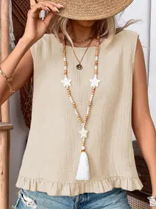 StyleCast Women Striped Boat Neck Sleeveless Top