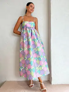 StyleCast x Revolte Floral Print Cotton Empire Maxi Dress