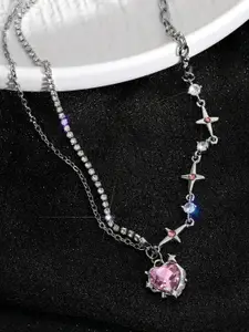 KRENOZ Stainless Steel Silver-Plated Necklace