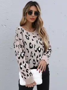 StyleCast Women Animal Skin Printed Pullover Sweater