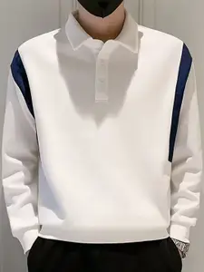 StyleCast x Revolte Men Solid Shirt Collar Pullover Sweatshirt