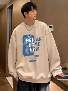 StyleCast x Revolte Men Typography Printed Round Neck Pullover Sweatshirt