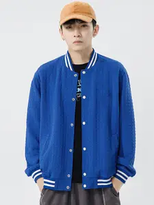StyleCast x Revolte Men Stand Collar Solid Casual Bomber Jacket
