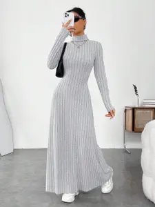 StyleCast x Revolte Grey Striped Maxi Dress