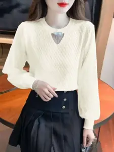 StyleCast Women Self Design Long Sleeves Pullover Sweater