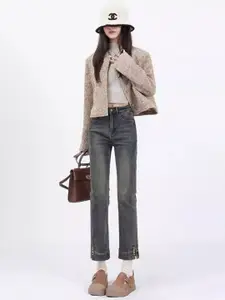 StyleCast Women Straight Fit High-Rise Light Fade Denim Jeans