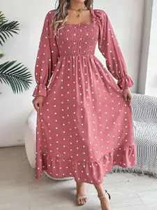 StyleCast x Revolte Pink Polka Dot Maxi Dress