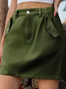 StyleCast Solid Denim Mini Skirt