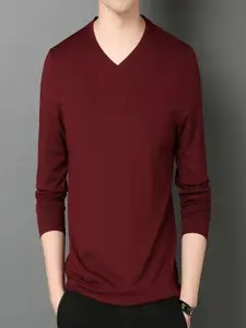 StyleCast Men Cotton Solid V-Neck Long Sleeves T-shirt