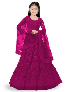 BAESD Girls Embroidered Semi-Stitched Lehenga & Unstitched Blouse With Dupatta