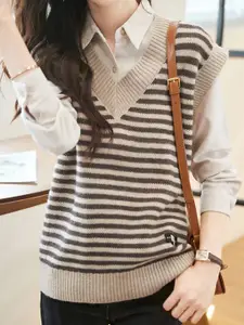 StyleCast Women Striped Sweater Vest