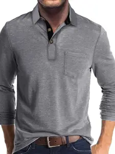 StyleCast x Revolte Men Solid Polo Collar Cotton T-shirt