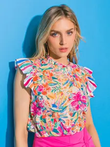 StyleCast Pink Floral Print Top